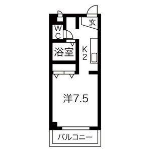 ブリリアンス国分寺(1K/2階)の間取り写真