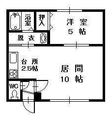 ヴィラハッピネスB(1LDK/2階)の間取り写真