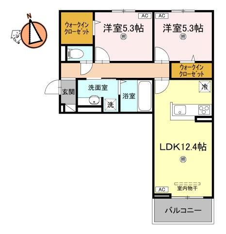 サンセール問屋町II(2LDK/3階)の間取り写真
