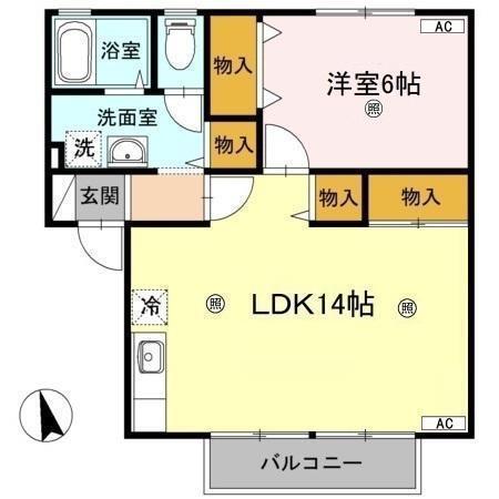 ヴェルドミール美穂(2DK/2階)の間取り写真