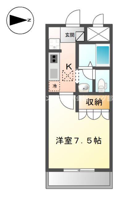 グリーンオアシス(1K/1階)の間取り写真