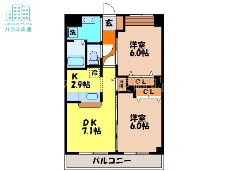 SUNNY PLACE 久留里(2LDK/1階)の間取り写真