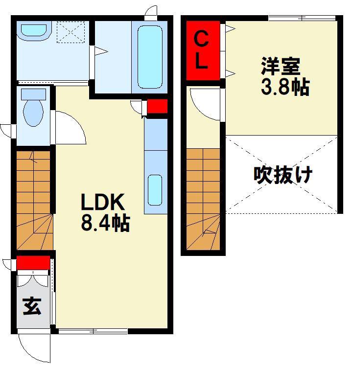 シアハウス木屋瀬(1LDK/1階)の間取り写真