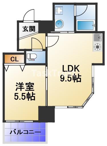 アルプス西梅田(1LDK/9階)の間取り写真
