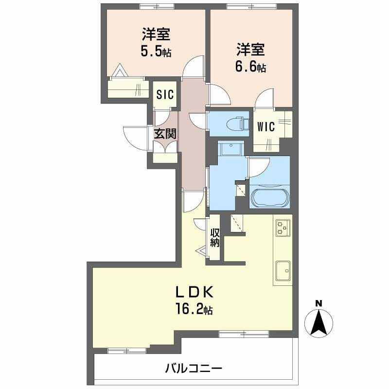 グランノーブル(2LDK/4階)の間取り写真