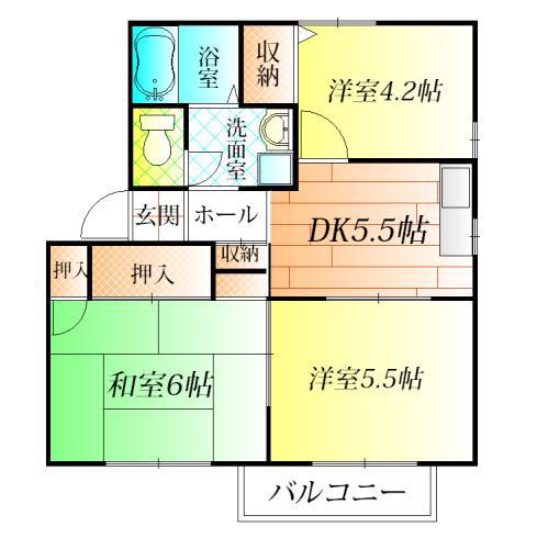フラッツ誉田II(3K/1階)の間取り写真