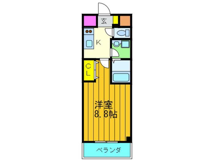 ル セルクル(1K/2階)の間取り写真