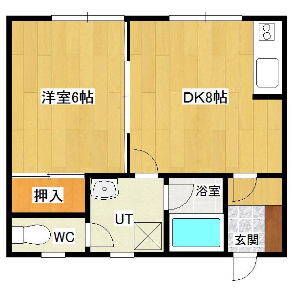サンハイツ1(1LDK/2階)の間取り写真