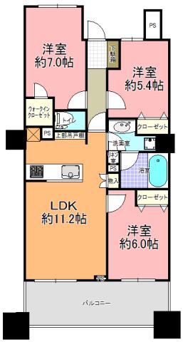 センチュリー水戸サウスゲートタワー(3LDK/10階)の間取り写真