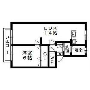 グリーンヴィレッジ瀬戸口(1LDK/1階)の間取り写真