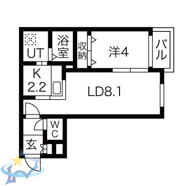 ハウスオブマーキス(1LDK/1階)の間取り写真