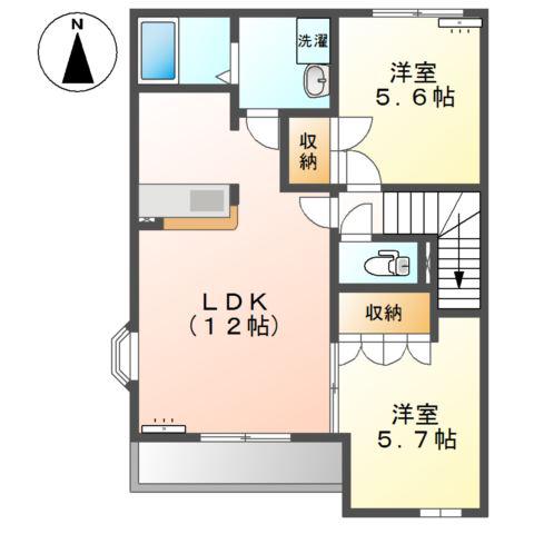 ヴィサージュ(2LDK/2階)の間取り写真