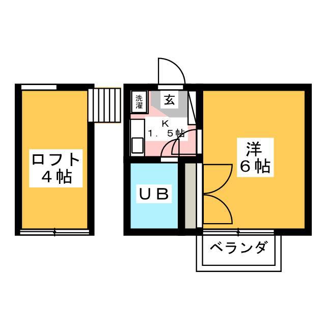 ラークヒルズK2(1K/2階)の間取り写真