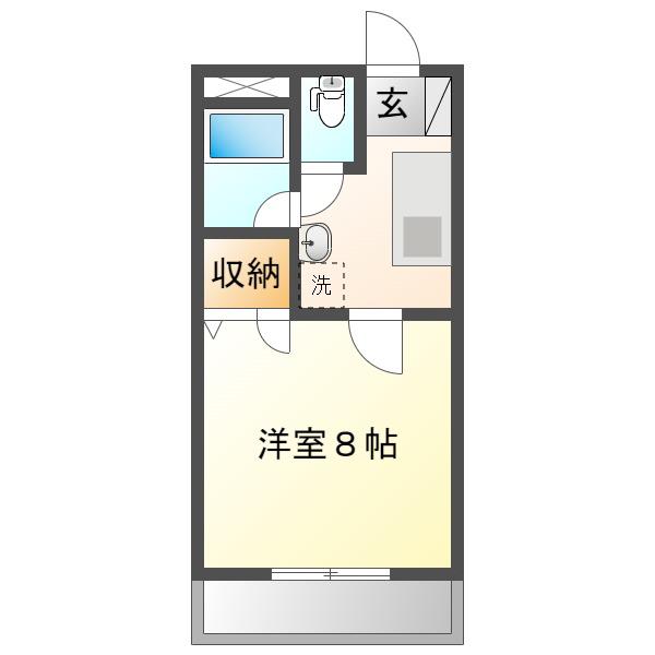 ニューグリーンS(1K/3階)の間取り写真