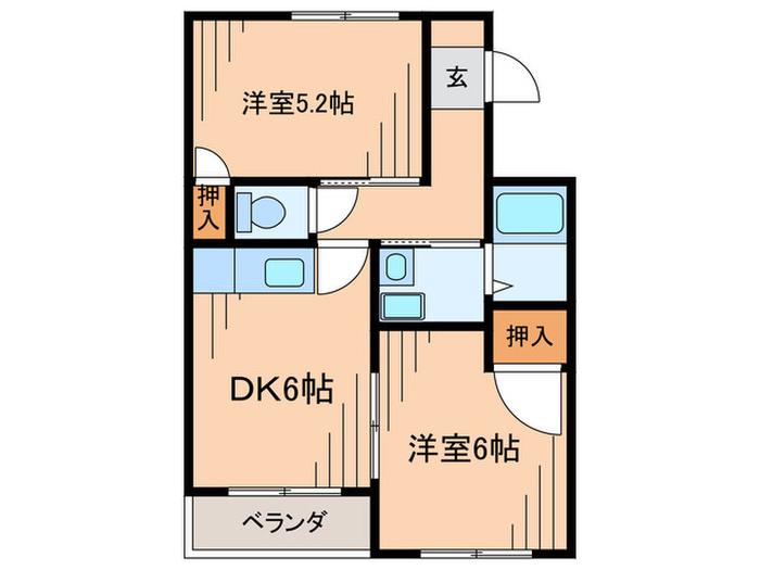 ハイムルーエ(2DK/3階)の間取り写真