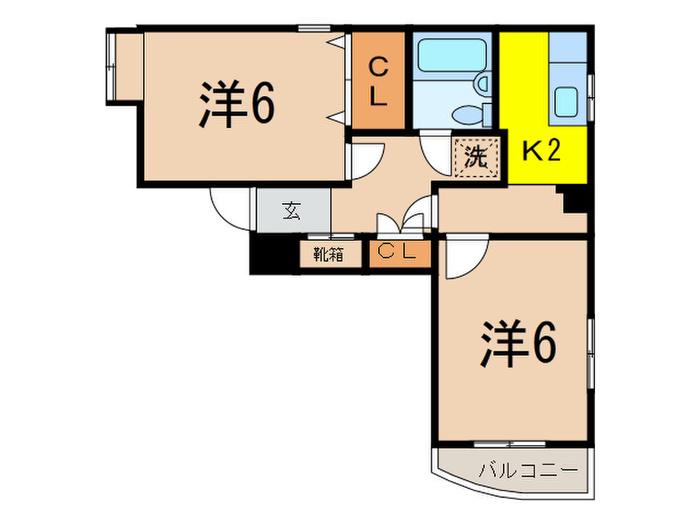 パステルU(2K/2階)の間取り写真