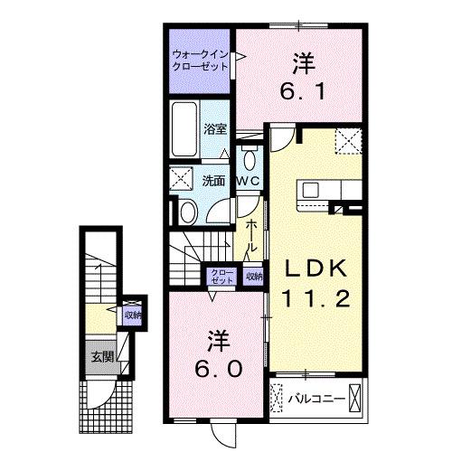 プリート新知A(2LDK/2階)の間取り写真