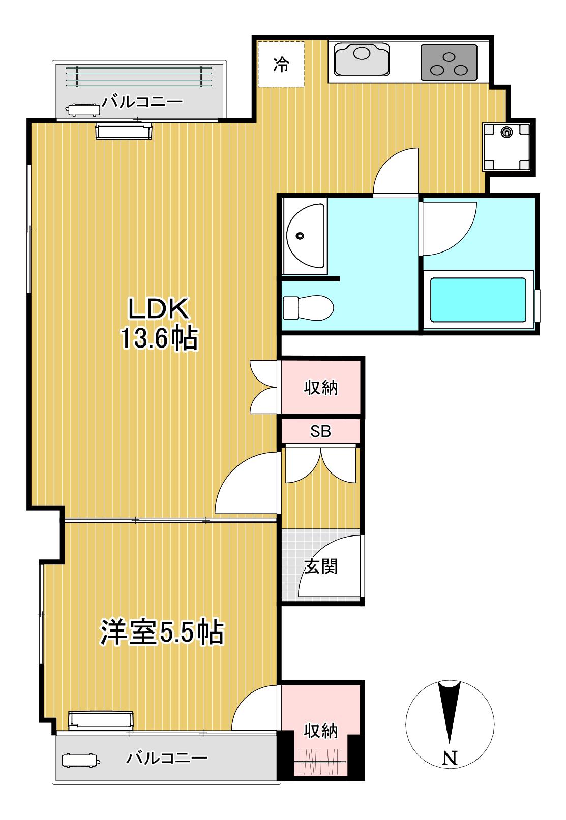 ウィステリア中野(1LDK/6階)の間取り写真