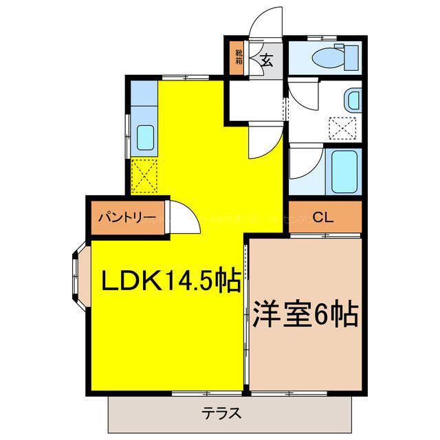 ラ・シャンブル(1LDK/1階)の間取り写真