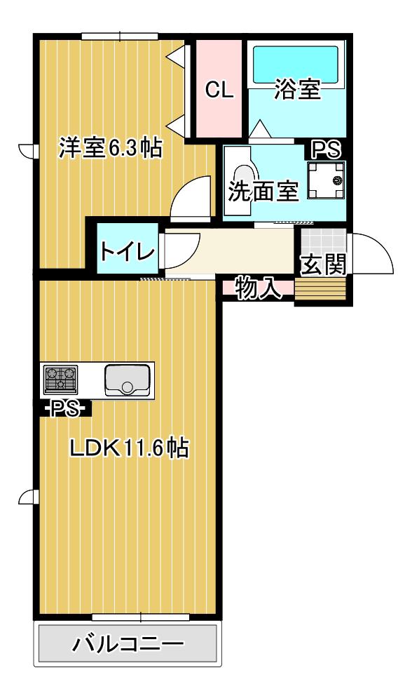 パークヴィラ下南部I棟(1LDK/1階)の間取り写真