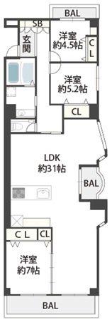 コート北千里(4LDK/2階)の間取り写真