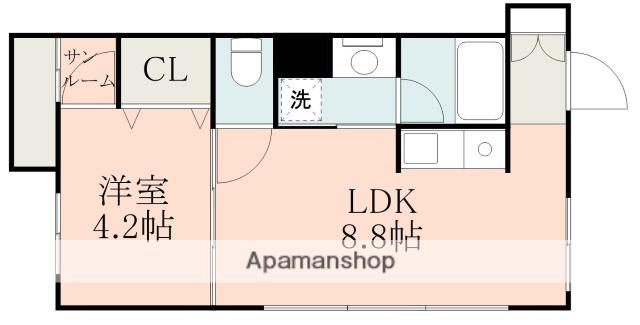 ヒーローマンション南郡元(1LDK/2階)の間取り写真