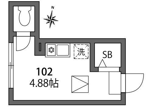 グラード氷川台(ワンルーム/1階)の間取り写真
