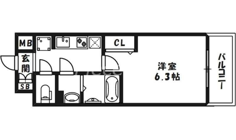 オルフェア北梅田(1K/3階)の間取り写真