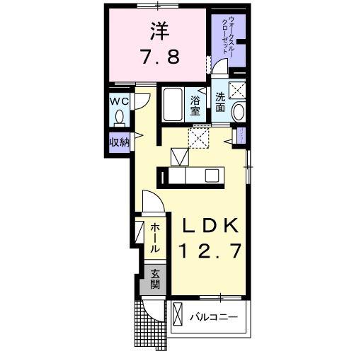 アンダンテ イースト C(1LDK/1階)の間取り写真