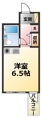ピーターハウス甲子園(ワンルーム/1階)の間取り写真
