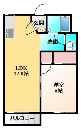 ポートヒルズ(1LDK/2階)の間取り写真