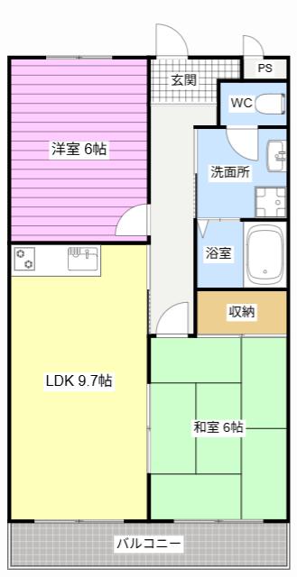 サンコーポ領家(2DK/1階)の間取り写真