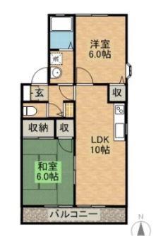 クレール幹A(2LDK/2階)の間取り写真