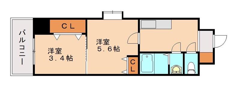 デザイナープリンセス77(2K/11階)の間取り写真