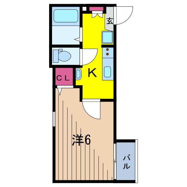 AL SOLE KAMEARI(1K/2階)の間取り写真
