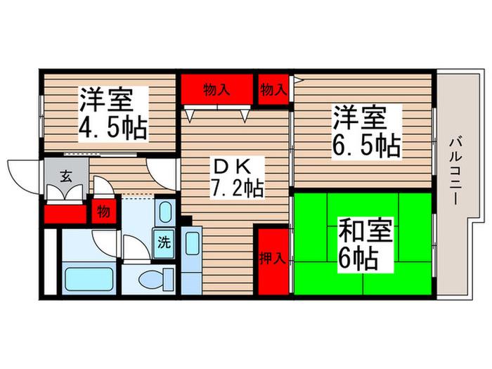 パークサイドマンション(3DK/3階)の間取り写真