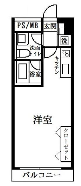 築地永谷コーポラス(ワンルーム/10階)の間取り写真