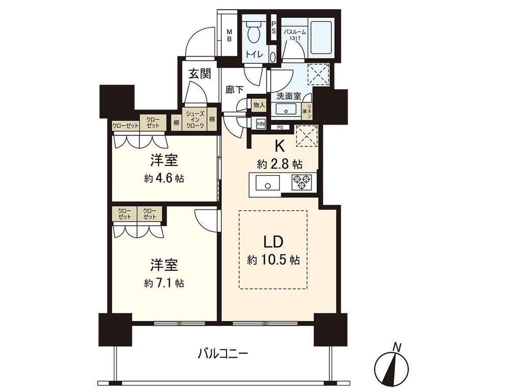 ザ・札幌タワーズ ウエストタワー(2LDK/8階)の間取り写真