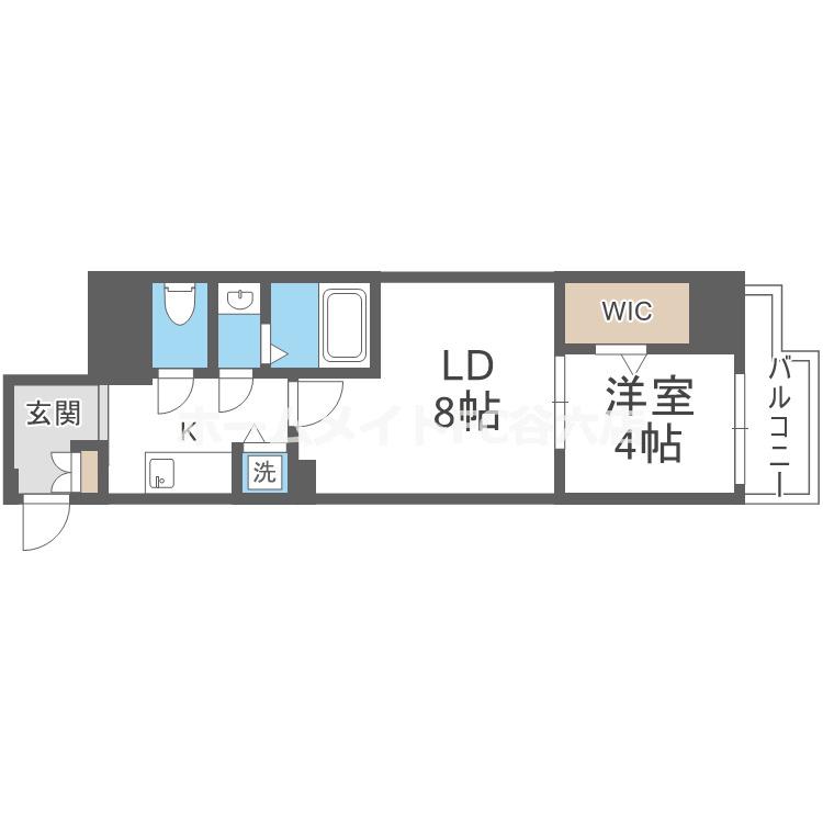 ドゥーエ南堀江(1LDK/6階)の間取り写真