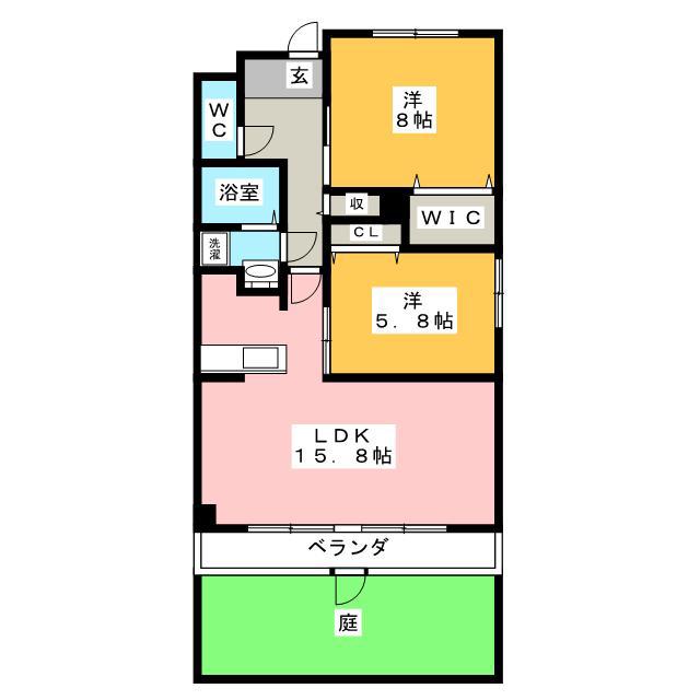 ベルテックス(2LDK/1階)の間取り写真