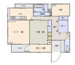 まつきビル(3LDK/2階)の間取り写真