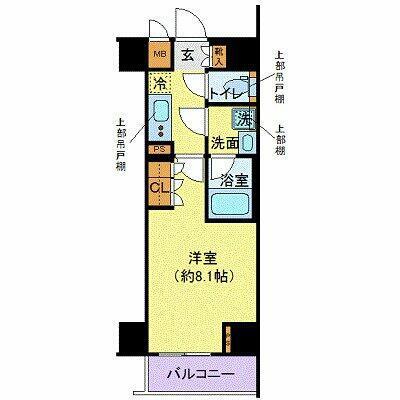 ディアレイシャス港区海岸(1K/6階)の間取り写真