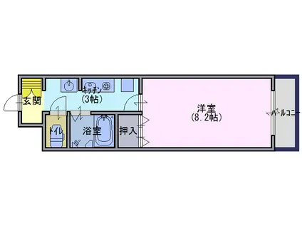 グランサンヴェール矢野(1K/3階)の間取り写真