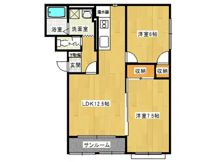 Eパレス宮下(2LDK/3階)の間取り写真