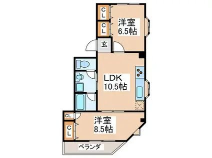 ソリットウェーブ(2LDK/3階)の間取り写真