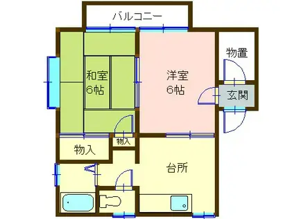 アメニティサカエ(2K/2階)の間取り写真