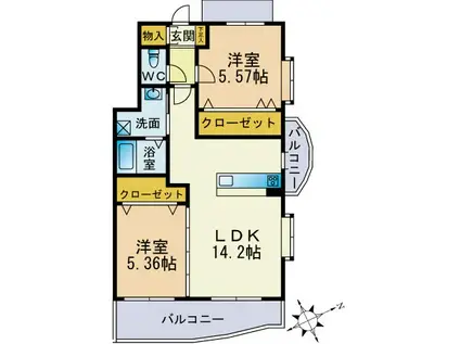 BEETLE 若久(2LDK/1階)の間取り写真