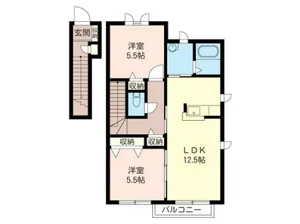 カーネーションB(2LDK/2階)の間取り写真