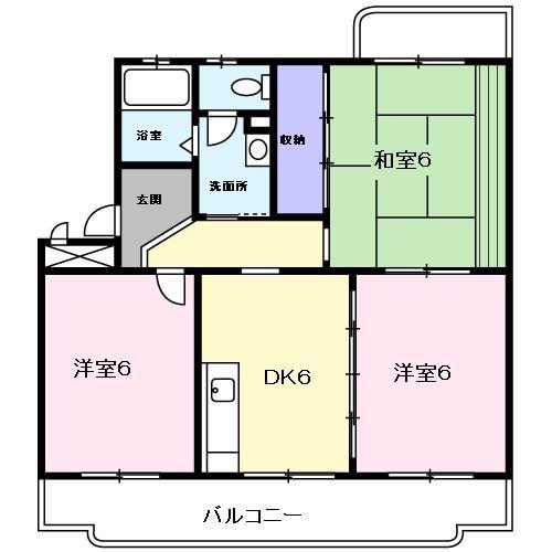 クレセントフジ A(3DK/4階)の間取り写真