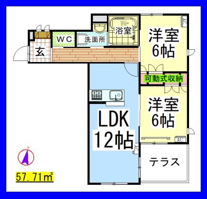 AF YUTAKASO(2LDK/1階)の間取り写真